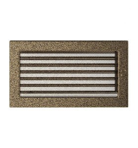 Lüftungsgitter Kamingitter 17x30 - schwarz-gold  mit Jalousien