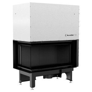  Kamineinsatz NADIA 14  L/BS/G/BLACK - (14kW) Ø 200  Eck-Verglasung links mit Brennkammer schwarz 