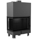 Eck Kamineinsatz mit Wassermantel - MBA links BS  (17 kW) - Brennkammer schwarz - mit SWT und GLASS