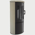 Kaminofen aus Stahl AB S/DR ECO 5,5 kW Ø 150 Dekorative Fassadenverkleidung creme - schwarze Brennkammer 