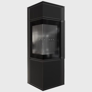 Kaminofen aus Stahl TORA/S (8 KW) Ø 150 Quarzsinter Nero Assoluto - schwarze Brennkammer  Ba1