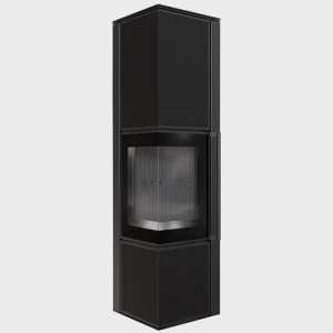 Kaminofen, Schwedenofen Aus Stahl TORA/L (8 KW) Ø 150 Quarzsinter Nero Assoluto - schwarze Brennkammer  Ba1 