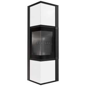 Schwedenofen aus Stahl TORA/M 8 kW Ø 150 Weißes Glaspaneel  - schwarze Brennkammer Ba1 