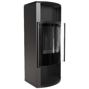 Kaminofen Aus Stahl TOFA Ø 150 (8 kW) - Panoramaglas - schwarze Brennkammer