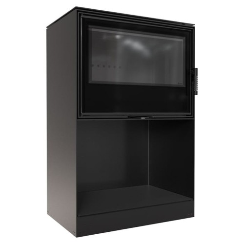 Warmluft Kaminofen - KARI 12(kW) - Ofen mit offenem Holzlager - Brennkammer schwarz.jpg