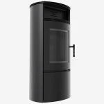 Kaminofen, Schwedenofen FALCON/W/BLACK  Ø150 (10kW) - schwarze Brennkammer