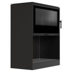 Kaminofen - KARI 95/W - 14 (kW) Ø180 mit Holzfach, Türfeder, Brennkammer  schwarz 