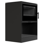 Kaminofen - KARI 70/W - 8 (kW) Ø150 mit Holzfach und Türfeder, Brennkammer schwarz