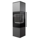 Eck-Kaminofen-Schwedenofen aus Stahl REN/M links Ø 150 (7 kW) - schwarze Brennkammer 
