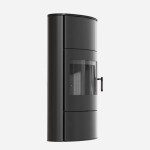 Kaminofen  aus Stahl ROLLO 2 Hoch (10 KW)  Ø 150  mit Türfeder - Brennkammer schwarz