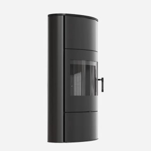 Kaminofen  aus Stahl ROLLO 2 Hoch (10 KW)  Ø 150  mit Türfeder - Brennkammer schwarz