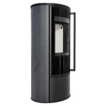 Kaminofen aus Stahl ERIK (5,5 KW) Ø 150 mit Türfeder und dekorative Akkumulationskeramik GRAFITE SATIN  