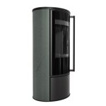 Kaminofen aus Stahl ERIK (5,5 KW) Ø 150 mit Türfeder und dekorative Akkumulationskeramik SERPENTINO - Brennkammer schwarz