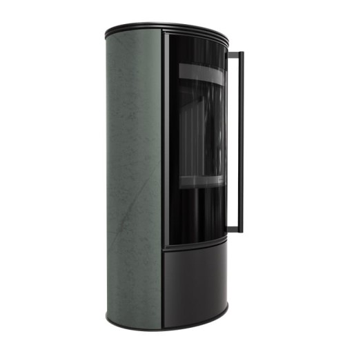 Kaminofen aus Stahl ERIK (5,5 KW) Ø 150 mit Türfeder und dekorative Akkumulationskeramik SERPENTINO - Brennkammer schwarz (2).jpg