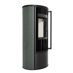 Kaminofen aus Stahl ERIK (5,5 KW) Ø 150 mit Türfeder und dekorative Akkumulationskeramik SERPENTINO