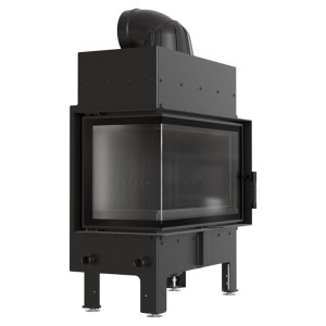 Kamineinsatz aus Stahl FLOKI M links 10 kW Ø 200 Verglasung links , Brennkammer schwarz