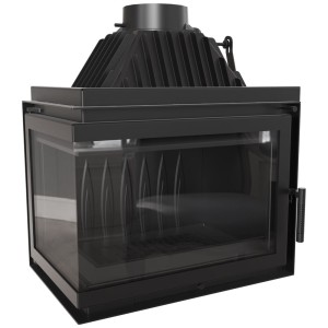 Eck-Kamineinsatz SIMPLE Z (15 kw) Ø 200 - Gusseisen Heizeinsatz  Verglasung links 