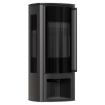 Freistehender Ofen AB ENYO VIEW (5,5kW) Ø150 3-Seitig Verglasung und Holzfach - schwarze Brennkammer 