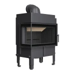 Stahlkamin KRATKI NORRA 9,9 kW Ø 200 mit Verglasung links - schwarze Brennkammer