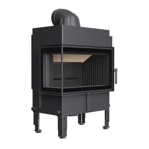 Stahlkamin KRATKI NORRA 9,9 kW Ø 200 mit Verglasung links - schwarze Brennkammer