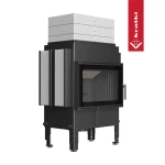 Speicherkamin NORRA 9,9 kW Ø 200 Set mit seitlichem Wärmespeicher und 3 Schichten oberem Wärmespeicher - schwarze Brennkammer 