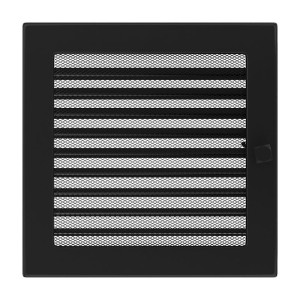 Lüftungsgitter Kamingitter 22x22 - schwarz mit Jalousien