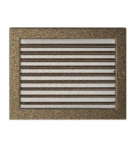 Lüftungsgitter Kamingitter 22x30 - schwarz-gold  mit Jalousien