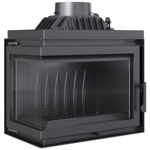 Eck-Kamineinsatz SIMPLE (8 kw) Ø 200 Gusseisen Heizeinsatz - Verglasung links 