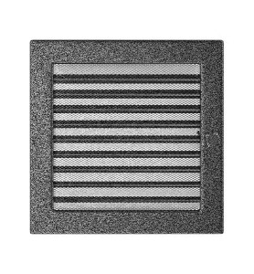 Lüftungsgitter Kamingitter 22x22 - schwarz-silber  mit Jalousien