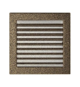 Lüftungsgitter Kamingitter 22x22 - schwarz-gold  mit Jalousien